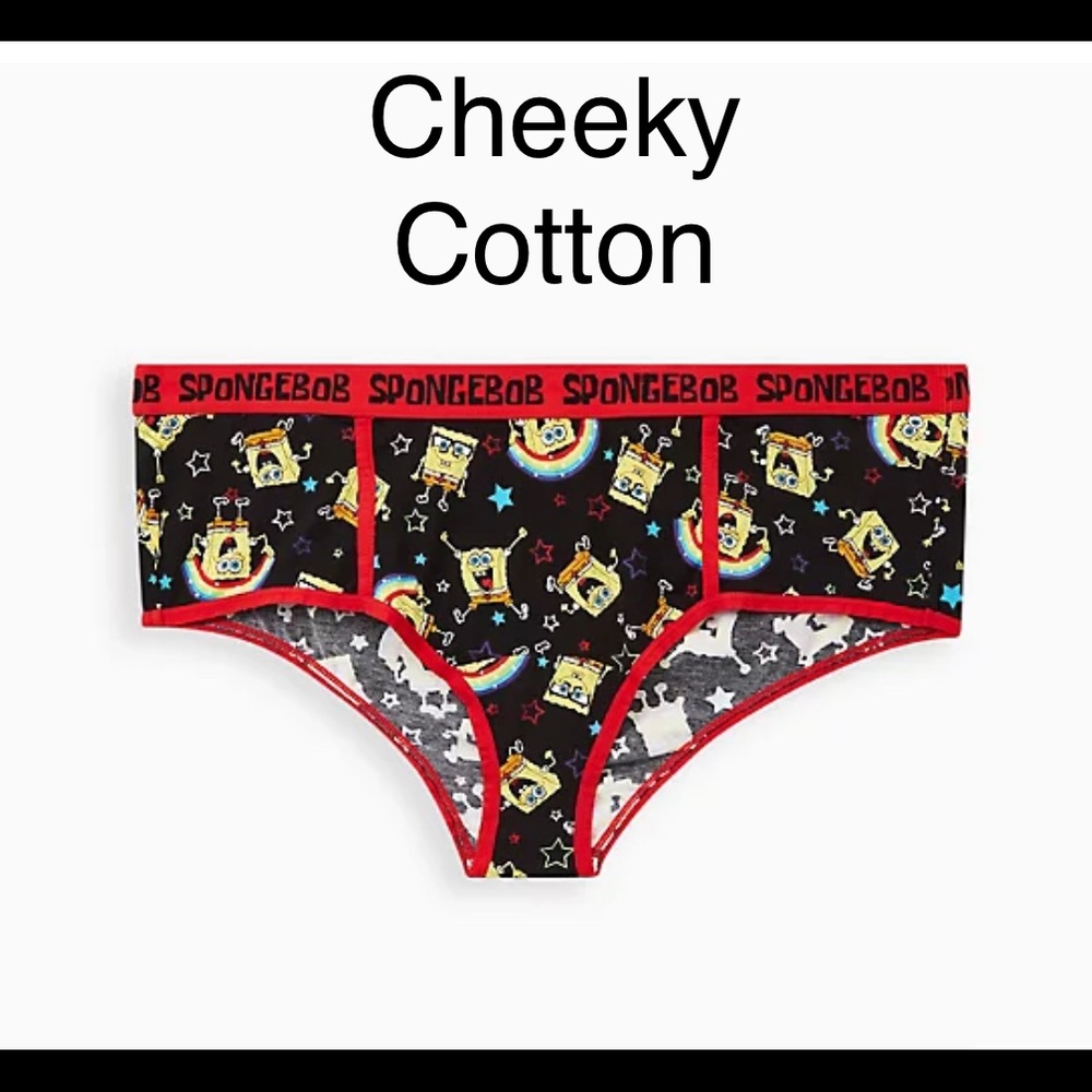 TORRID Rainbow SpongeBob Cheeky Panties NWT Black Multi Colors